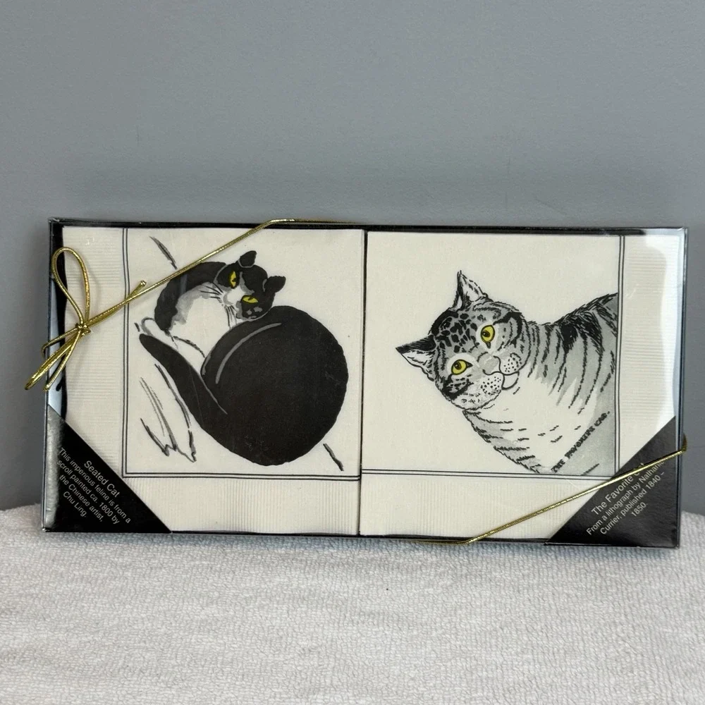 Cat Napkins Set Metropolitan Museam of Art Based on Chinese Artist Chu Ling